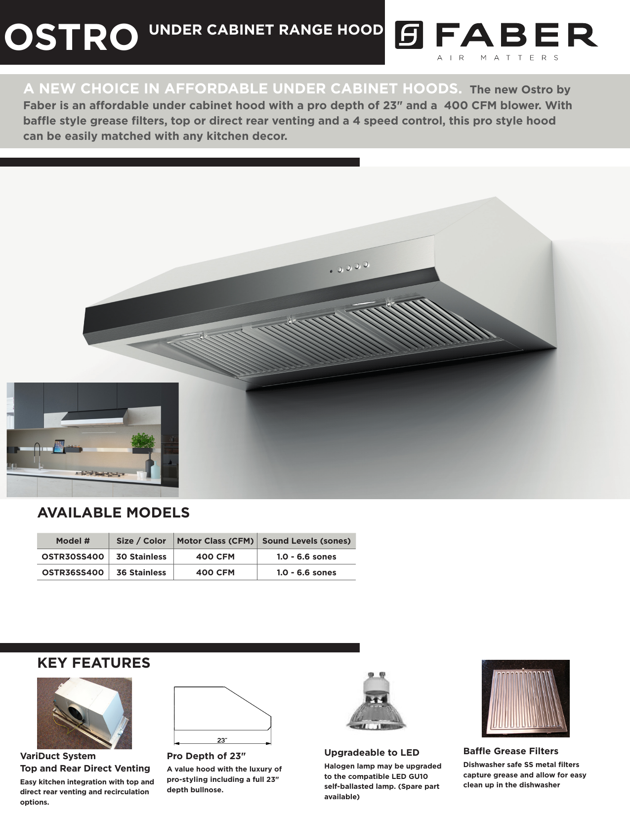 Faber Ostro Under Cabinet Range Hood