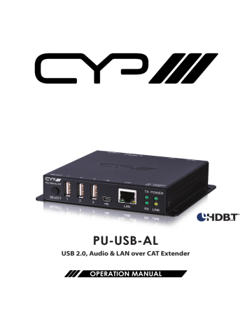 Cyp PU-USB-AL-KIT USB 2.0, Audio & LAN over CAT Extender Operation Manual | Manualzz