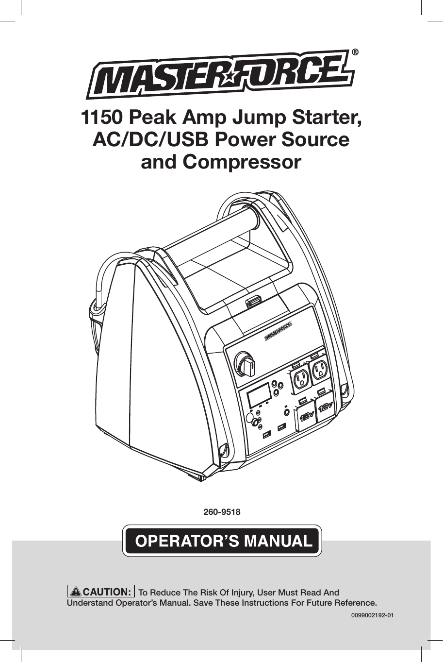 Schumacher USB Power Source and Compressor MF183, Masterforce 2609518