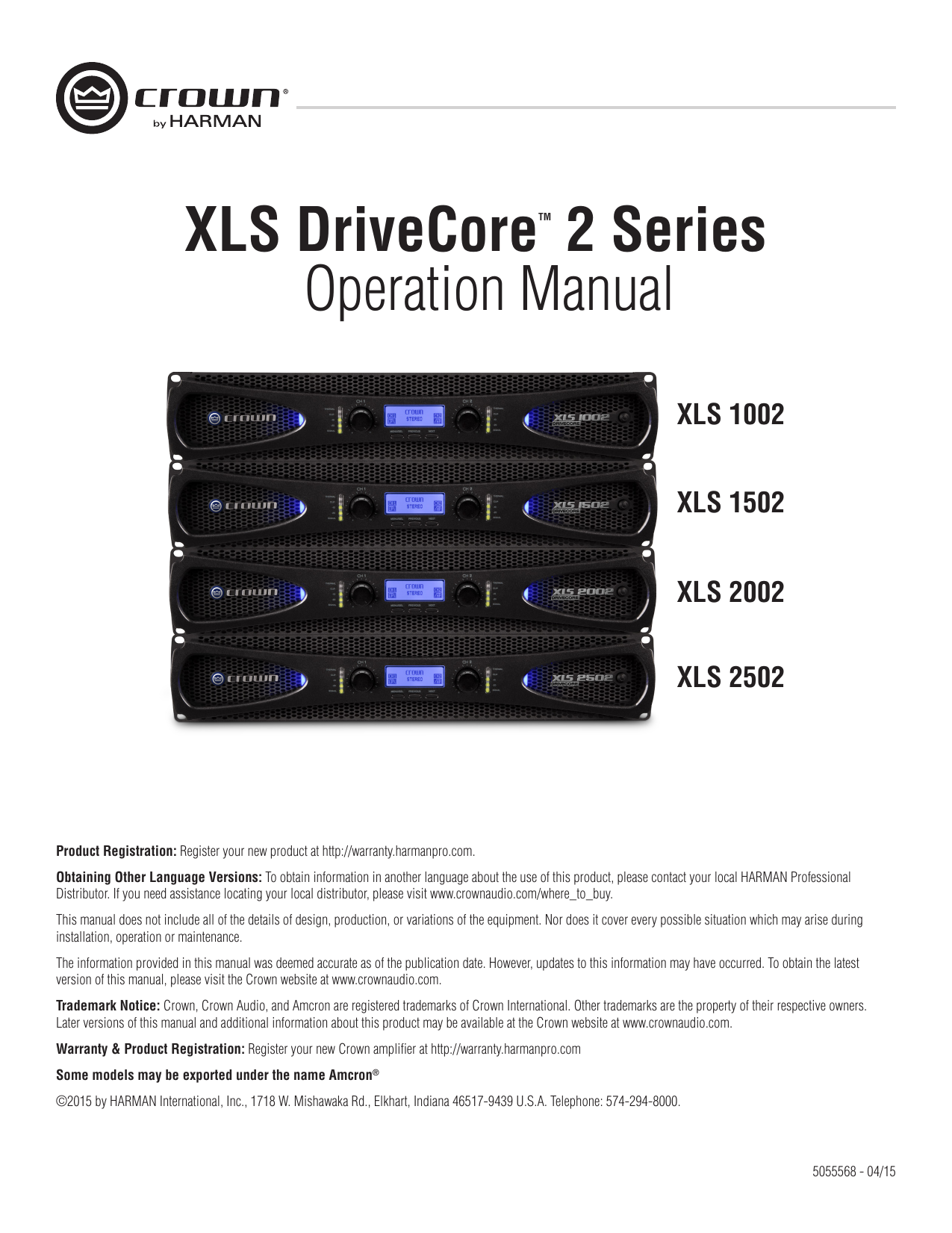 Crown инструкция. Crown xls Drive Core 1002. Crown xls 802 service manual. Crown xls 1502 service manual. Crown xls 2502 схема.