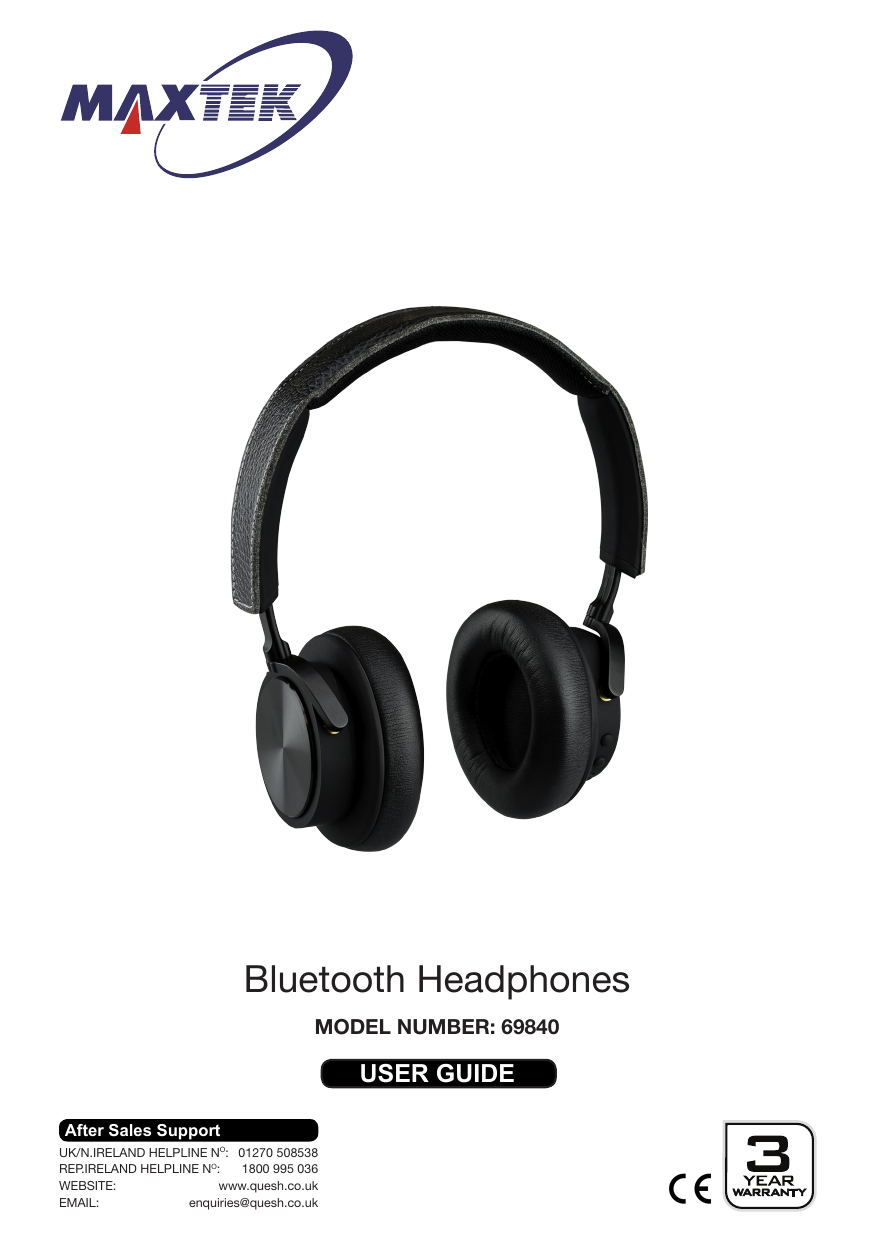Maxtek 69840 Bluetooth Headphones Owner Manual | Manualzz