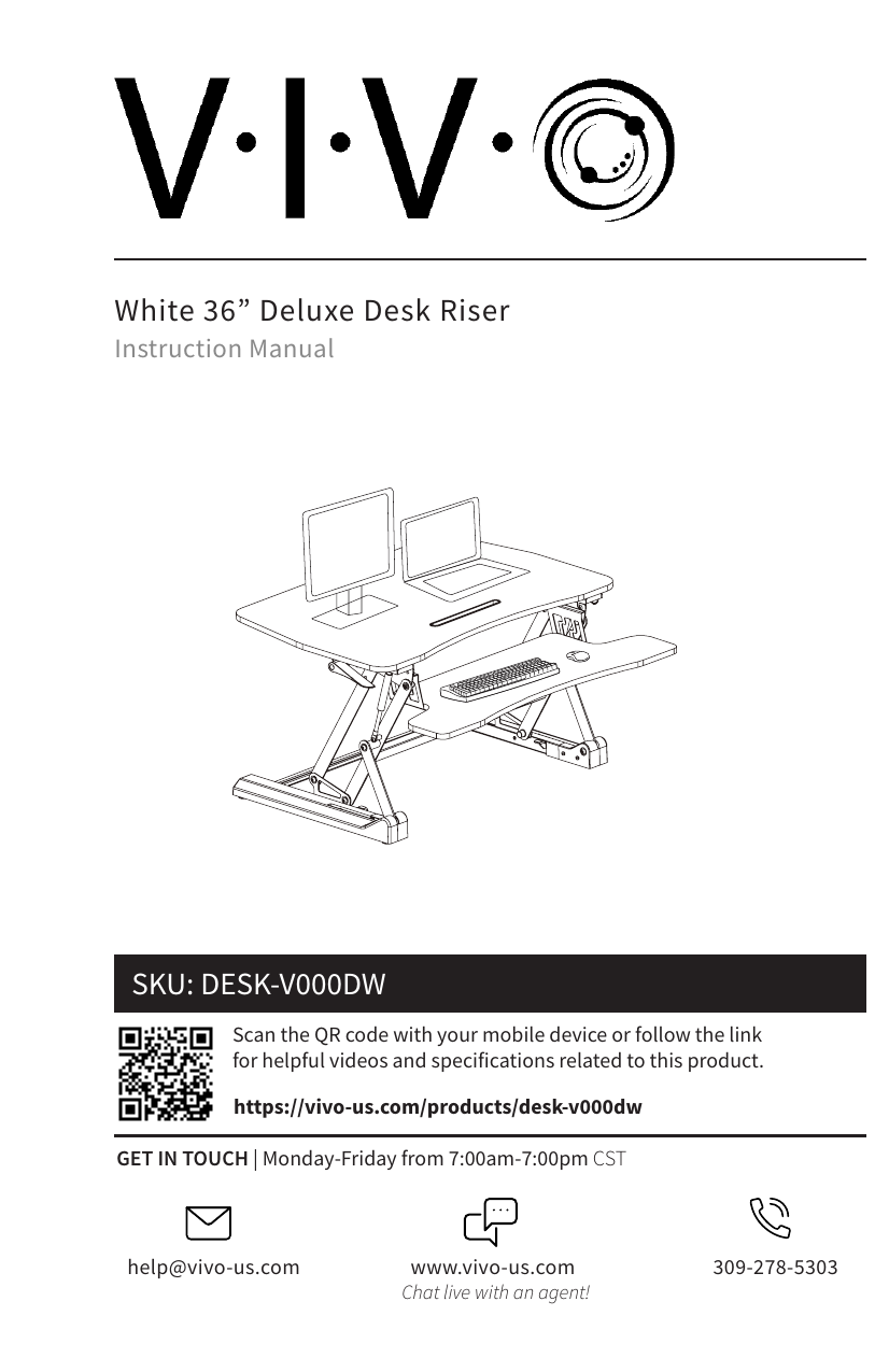 VIVO DESKV000DW Desk Riser Assembly Instructions Manualzz