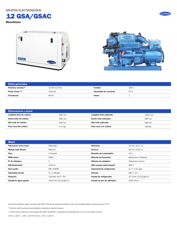 Solé Diesel 12 GSA/GSAC Marine Generator Manual de usuario | Manualzz