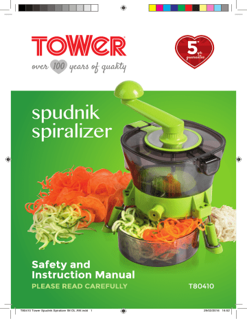 Tower T80410 Spudnik Spiralizer Owner Manual | Manualzz