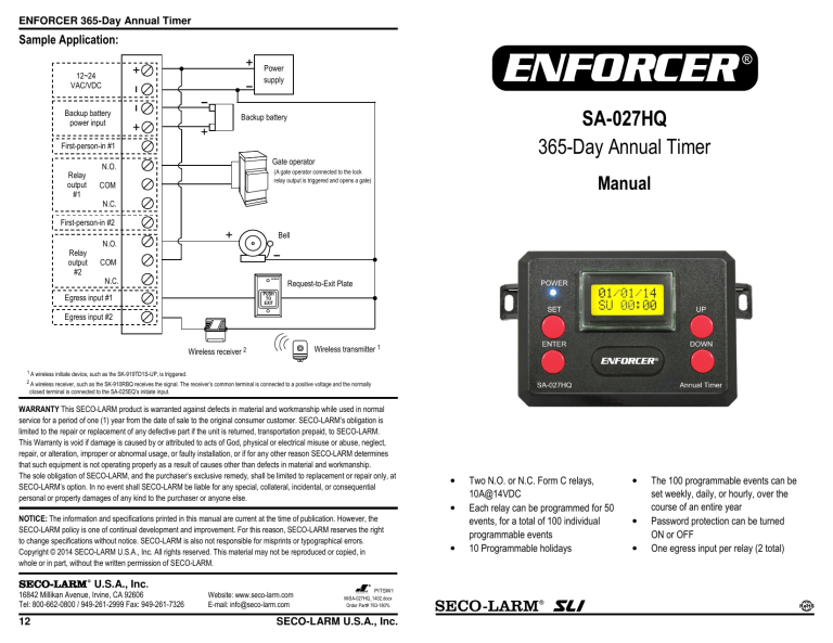 ENFORCER SA027HQ Installation guide Manualzz