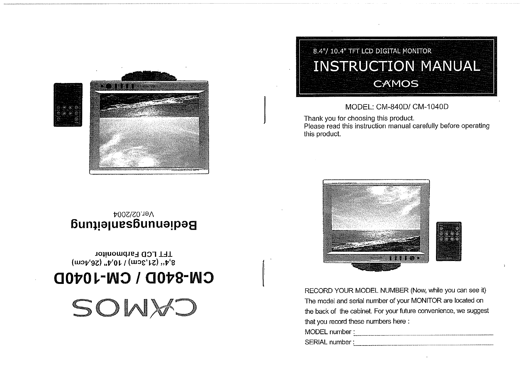 Camos Cm 840d Owner S Manual Manualzz