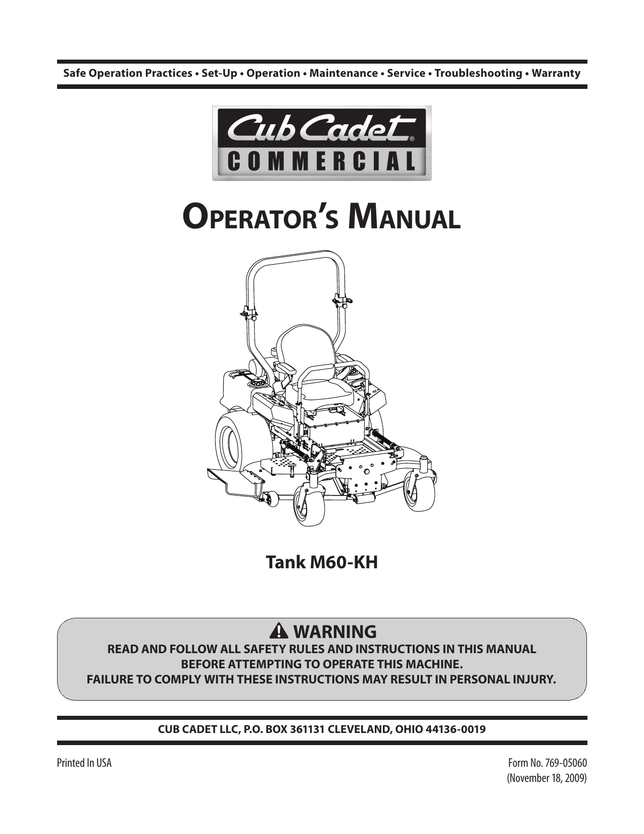 Cub cadet best sale commercial tank m54