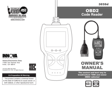 INNOVA 3020d CanOBD2 Diagnostic Tool B/W Screen Owner Manual | Manualzz
