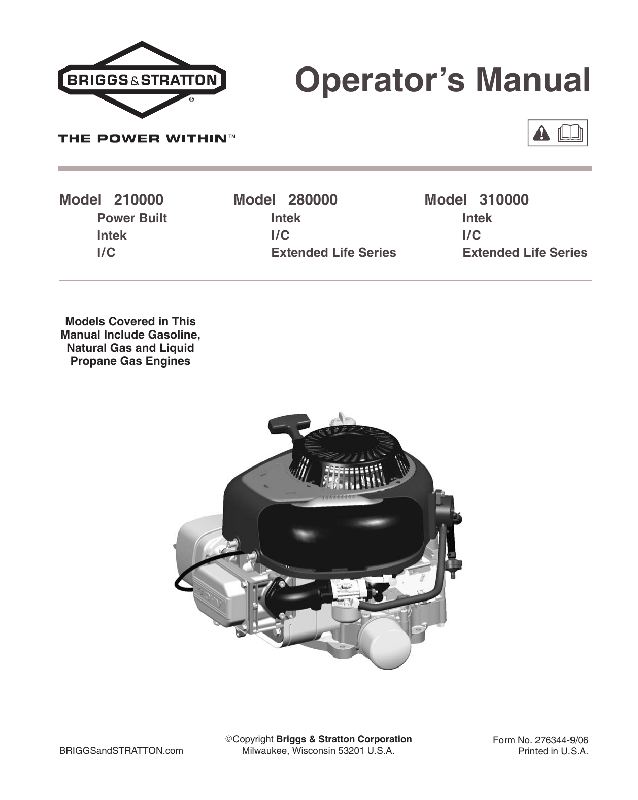 Briggs Stratton 210000 Series 310000 Vertical Series 280000 Series User Manual Manualzz