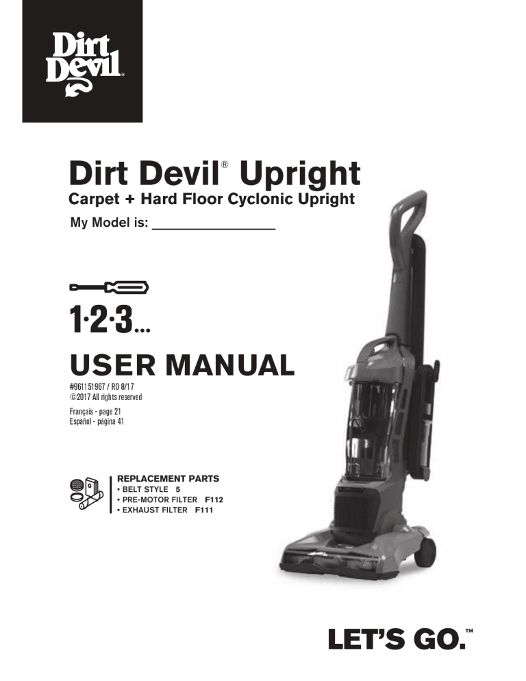 Dirt Devil Power Max Rewind Pet User Manual Manualzz