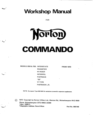 Norton Commando 750, Commando 850 Workshop Manual | Manualzz