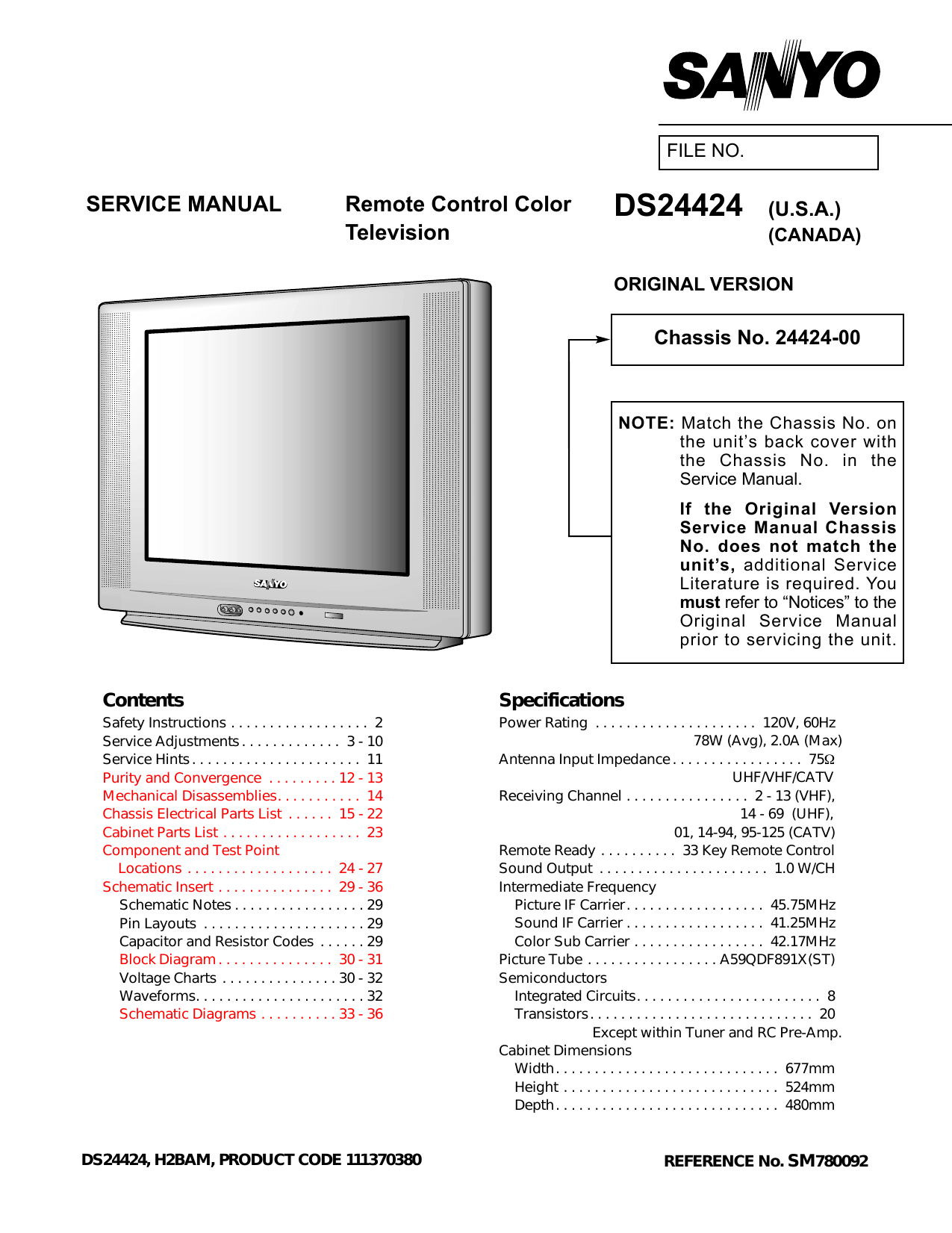 Sanyo DS24424, DS24425 User manual | Manualzz