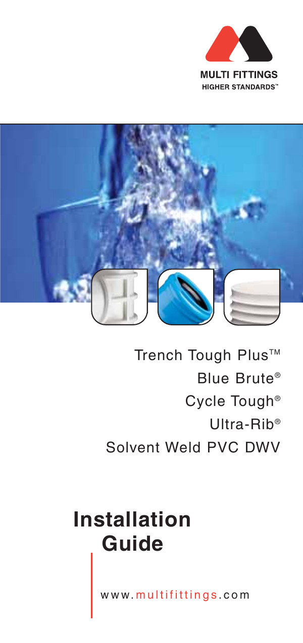 MultiFittings Corporation 040727 Trench Tough Plus™ 6 x 4 in. Sewer Hub x Hub DWV and Reducing