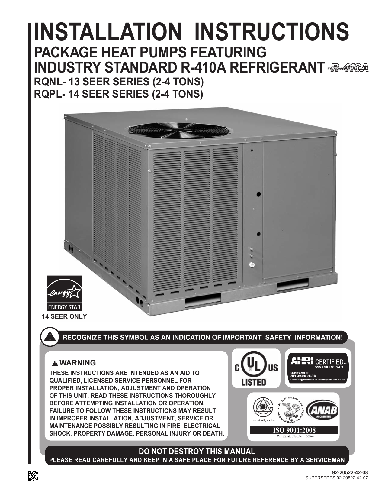 Rheem Rqpl B042jk000aua Rqplb Series 35 Ton 14 Seer R 410a Packaged Heat Pump Installation 0158