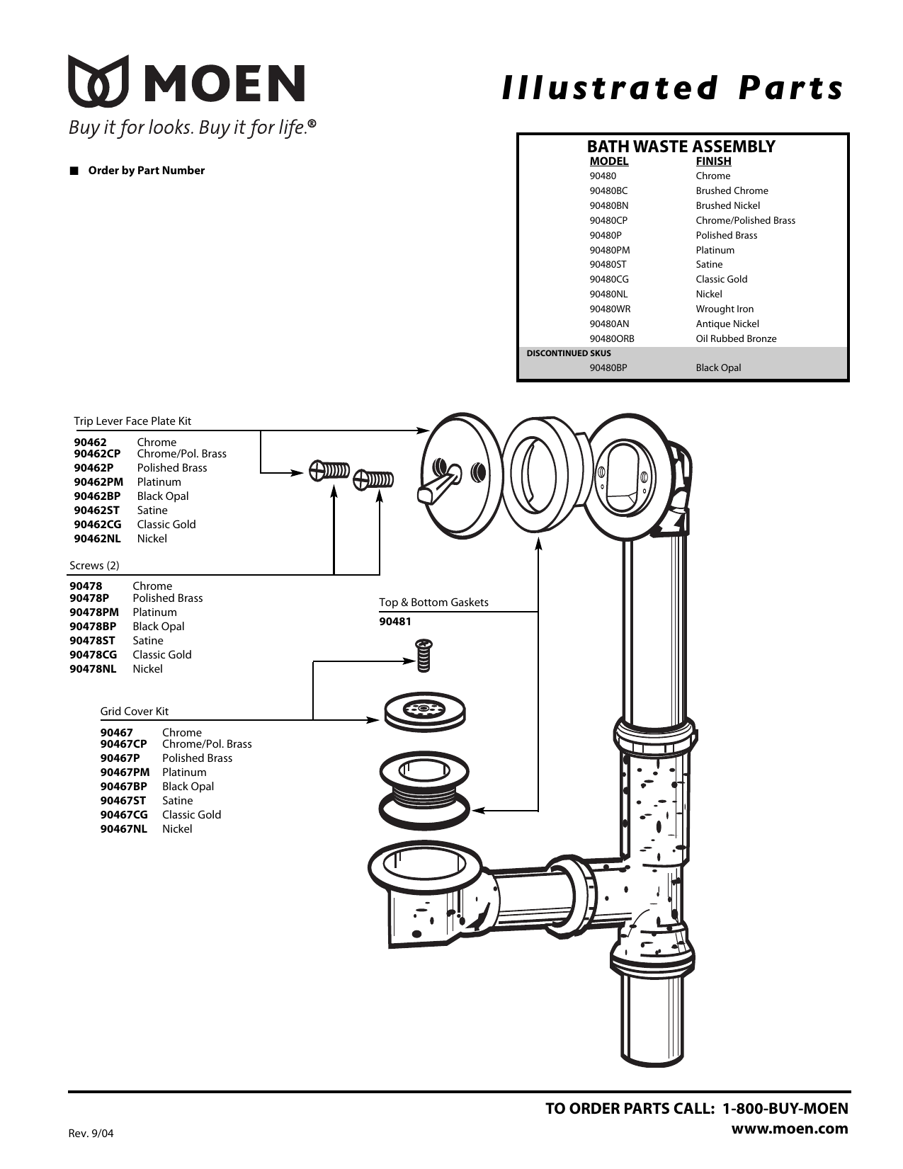 Moen 90480BN tub drain with trip lever store