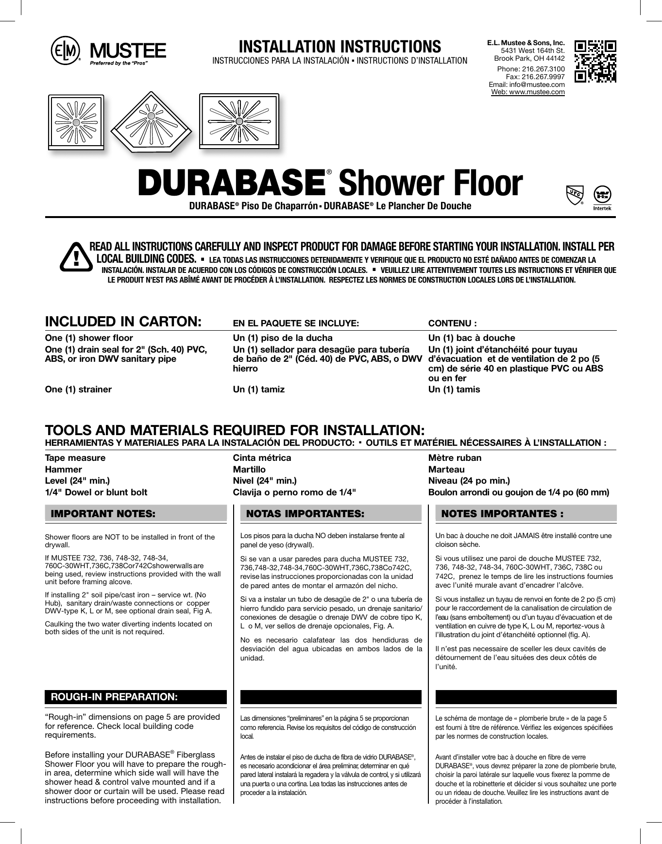 E L Mustee Sons 4260m 3636cm Installation Guide Manualzz