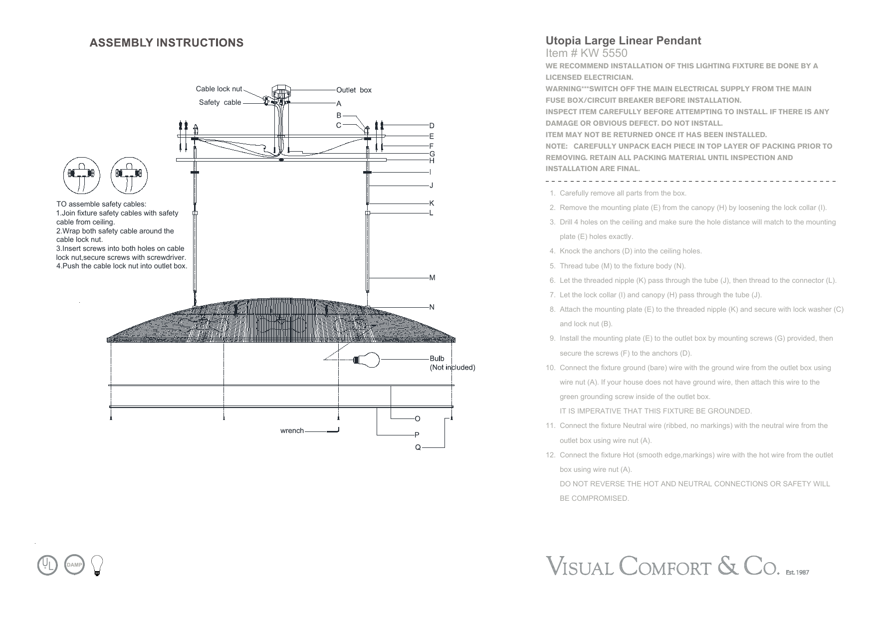 Visual Comfort Co Kw 5550ai Fa Installation Manual Manualzz