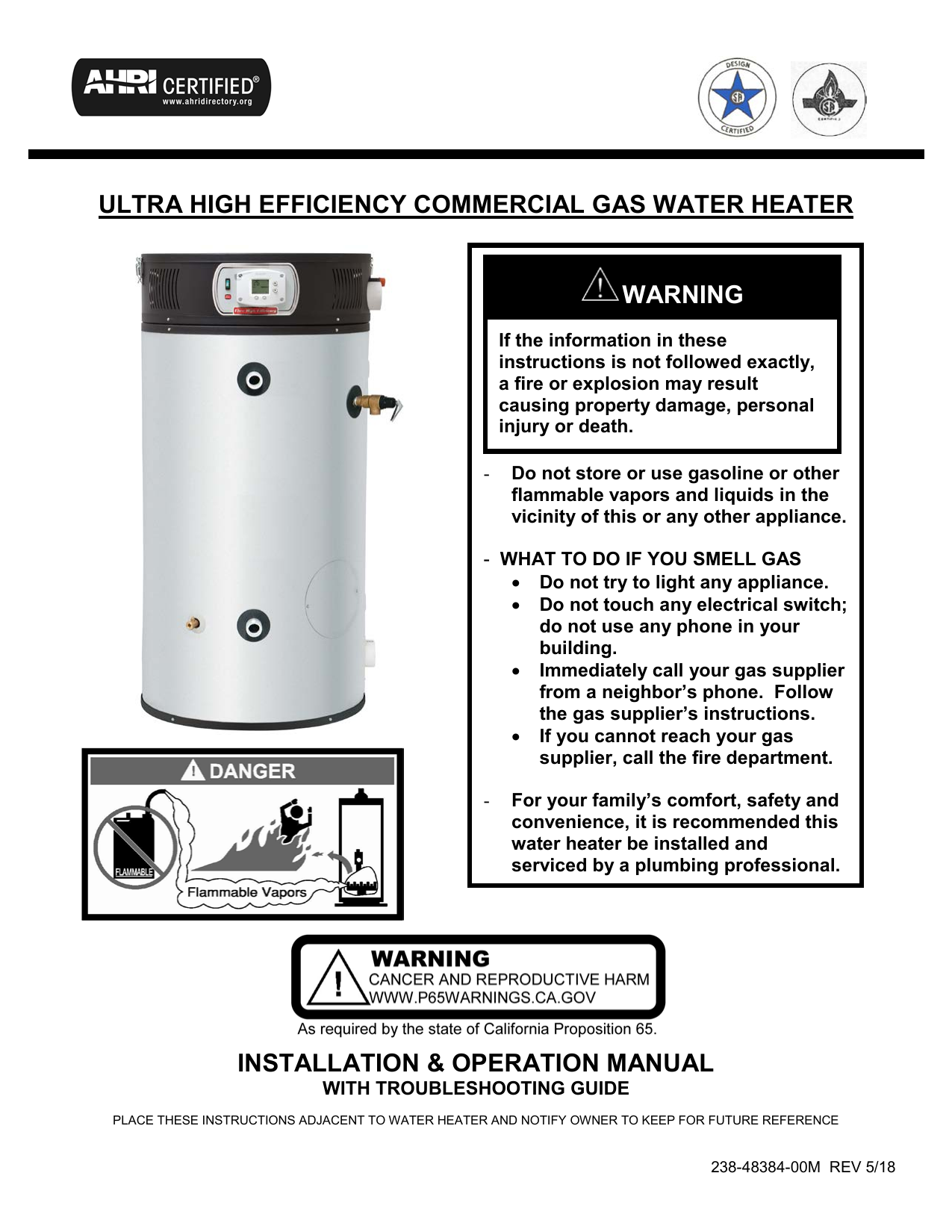 Bradford White EF100T199E3N2 eF Series® 100 gal. Tall 199.99 MBH
