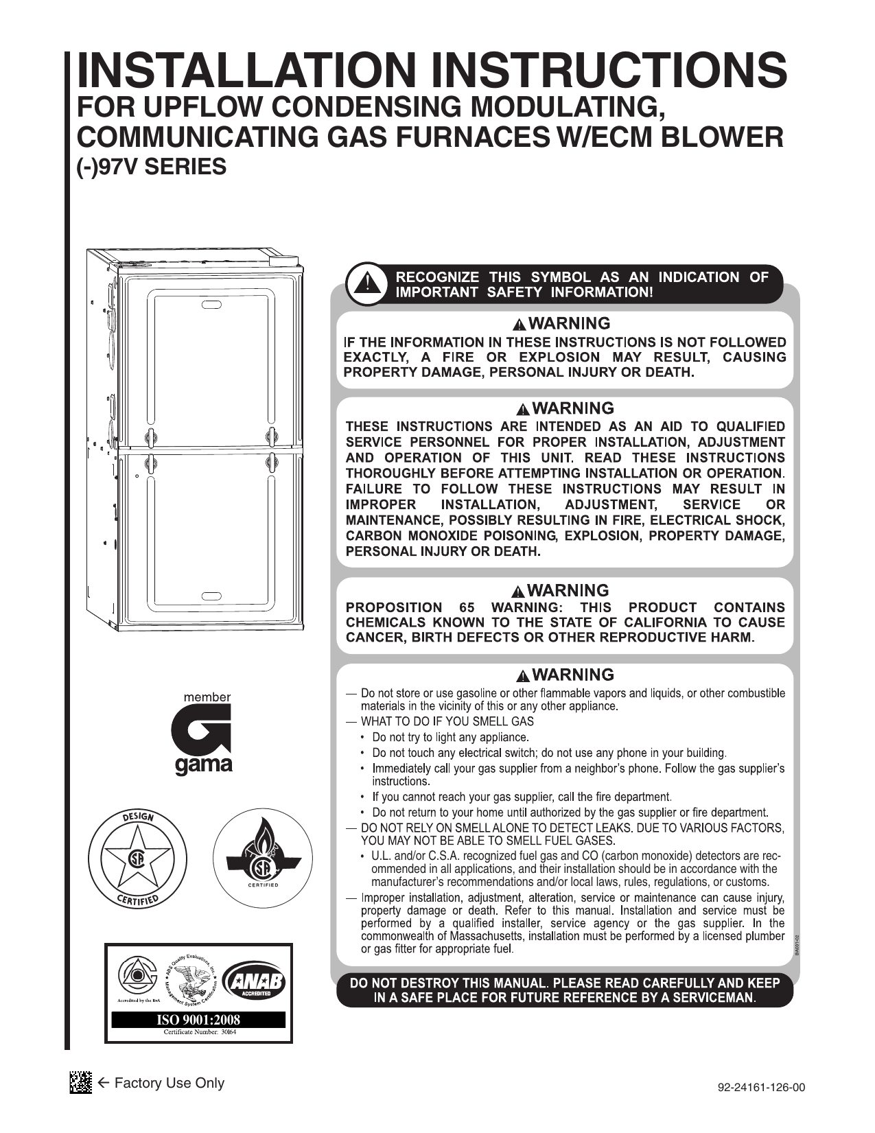 Ruud RU97VA100M521KSA Ultra™ U97V Series 21 In. 100000 BTU 97% AFUE 5 ...