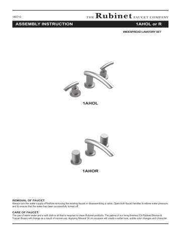 Rubinet Faucet Company 1arvlpnmb Raven Widespread Bathroom Sink Faucet Installation Manual Manualzz