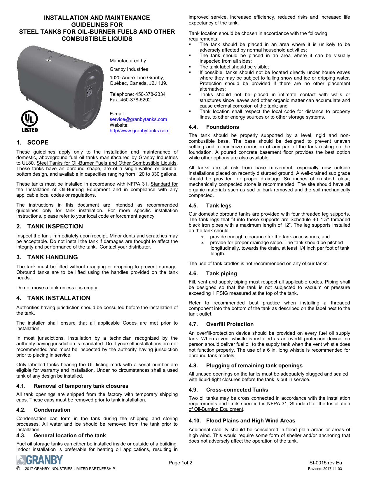 Granby Steel 3005224 Installation guide Manualzz
