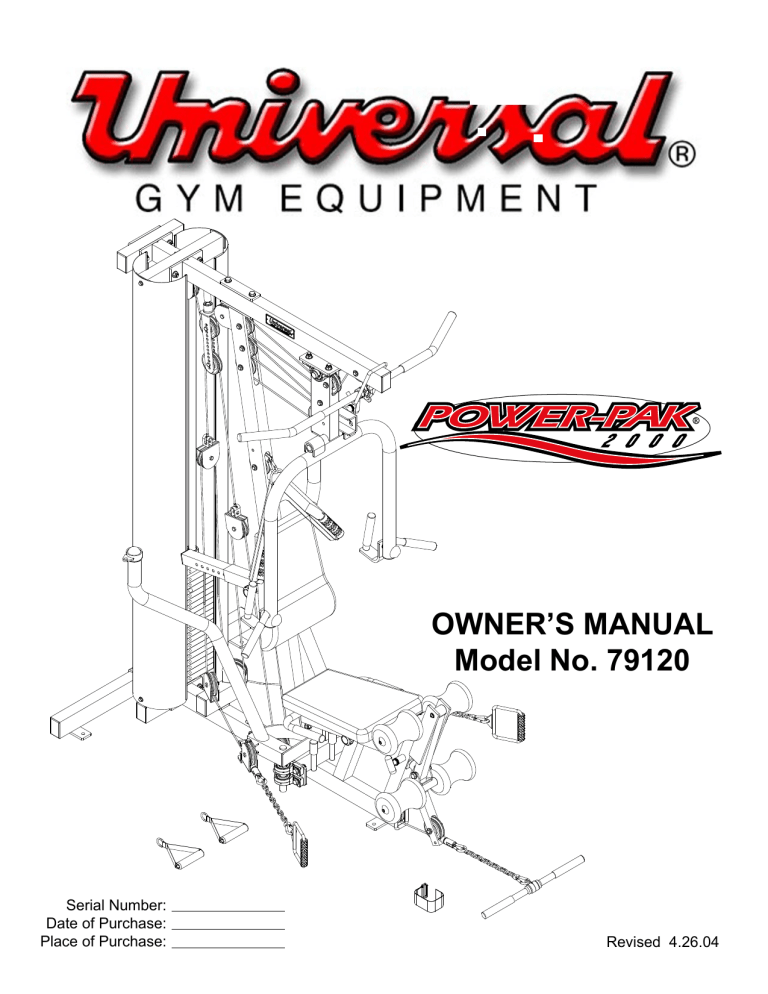 Universal Gym Equipment Power Pak 2000 Owner's manual Manualzz