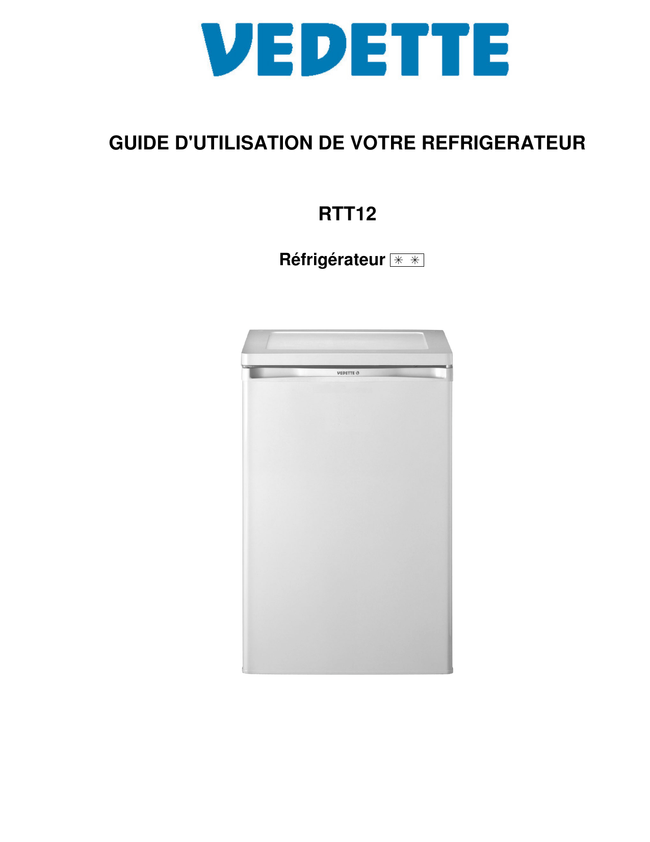 Vedette RTT12 Manuel du propriétaire | Manualzz
