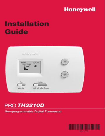 Honeywell PRO TH3210D Thermostat Installation guide | Manualzz