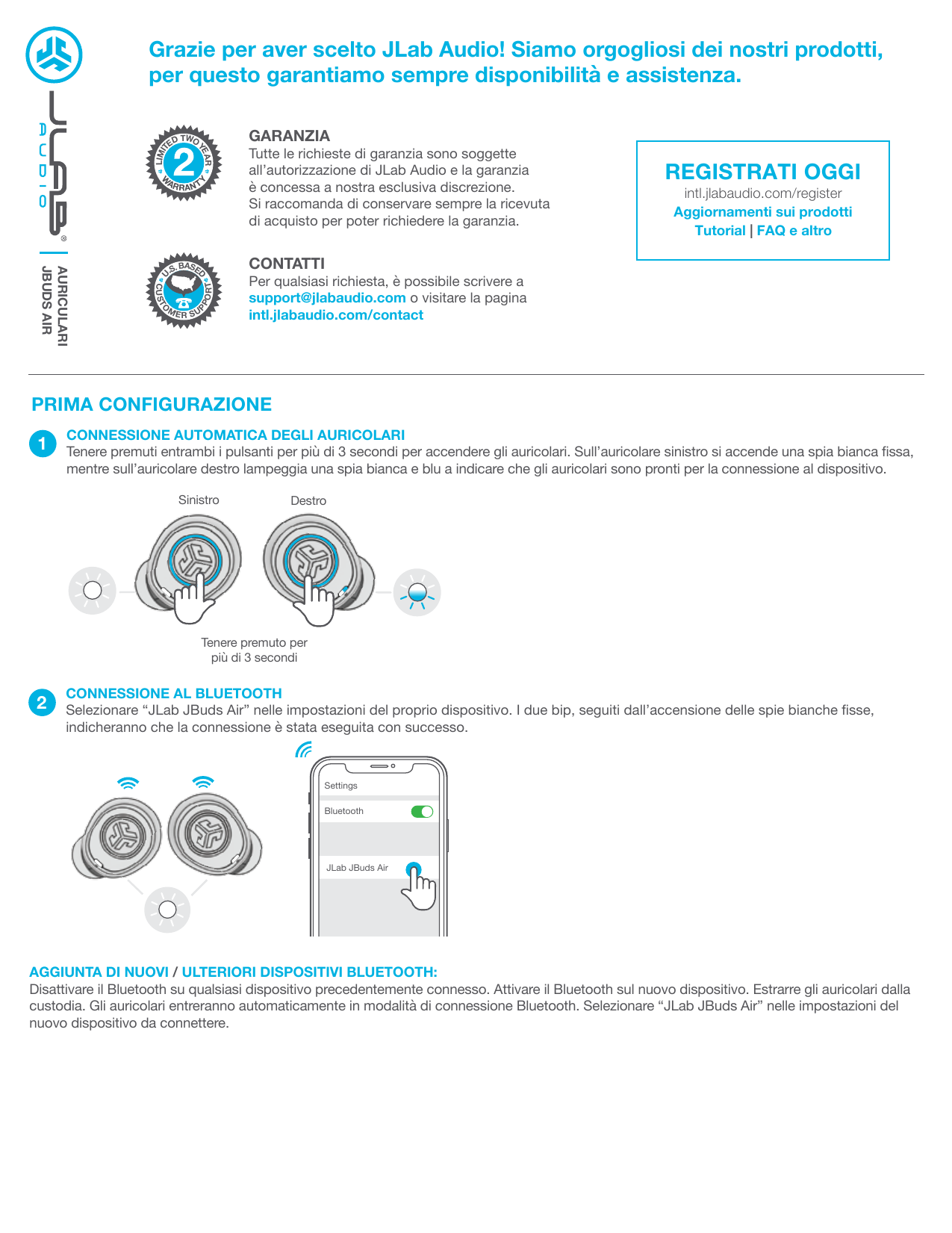 Jlab Audio JBuds Air v2 Manuale del proprietario | Manualzz