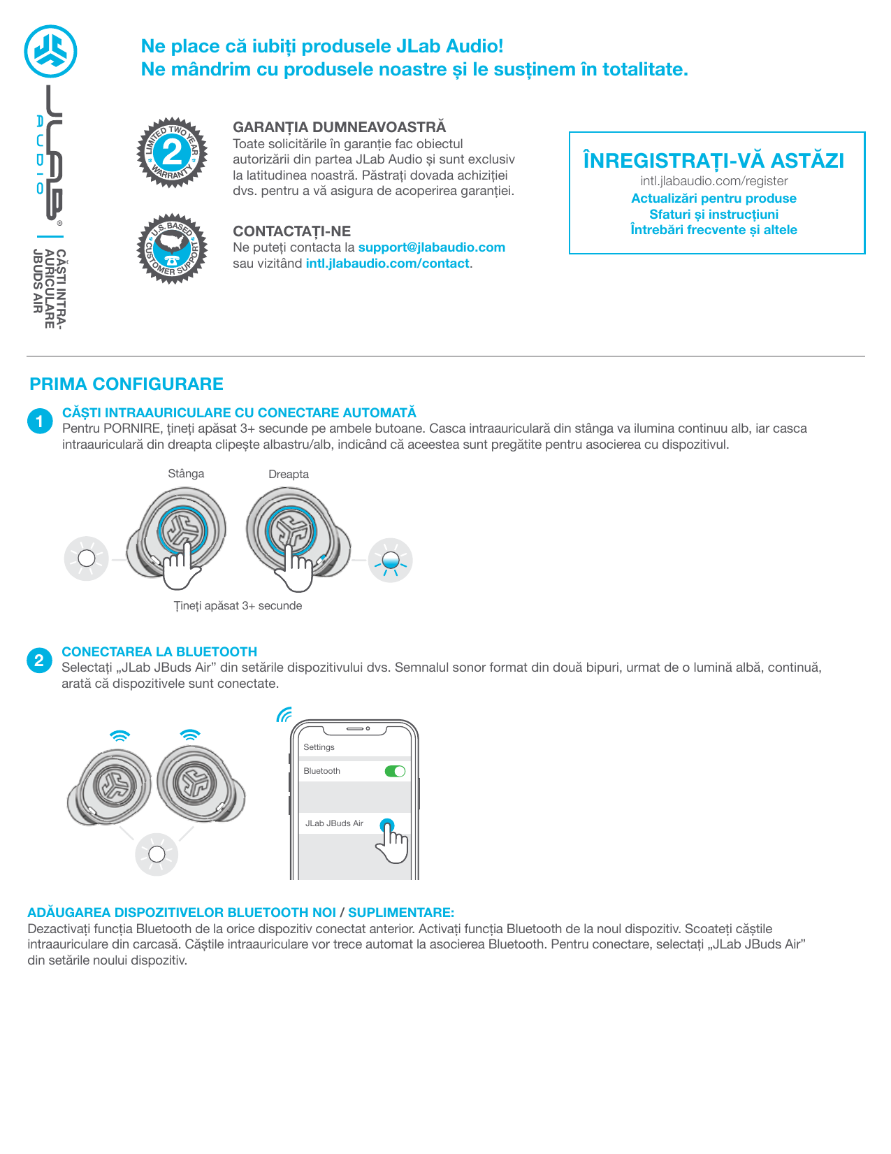 Jlab Audio JBuds Air v2 Manualul proprietarului | Manualzz