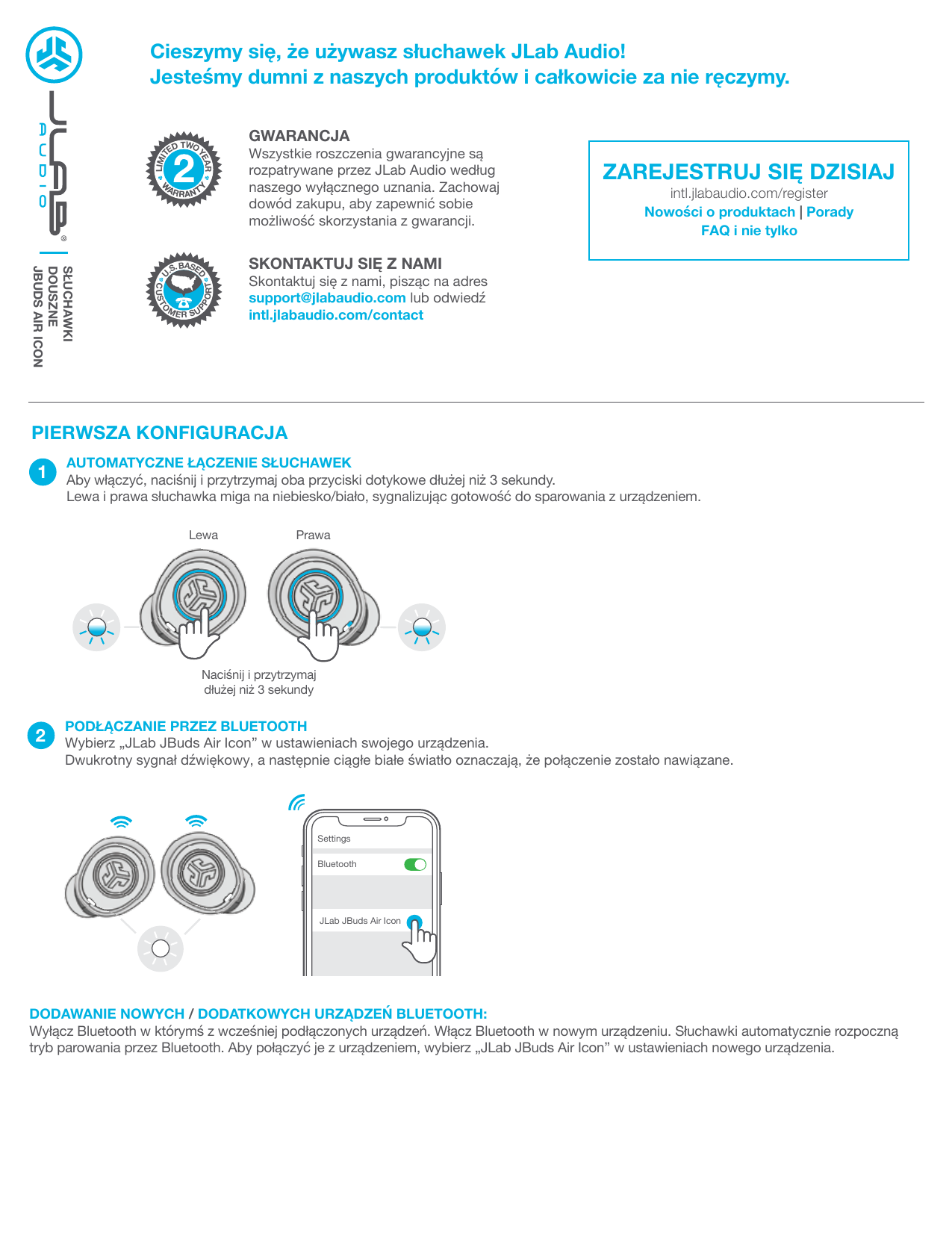 Jlab Audio JBuds Air Icon Instrukcja obsługi | Manualzz