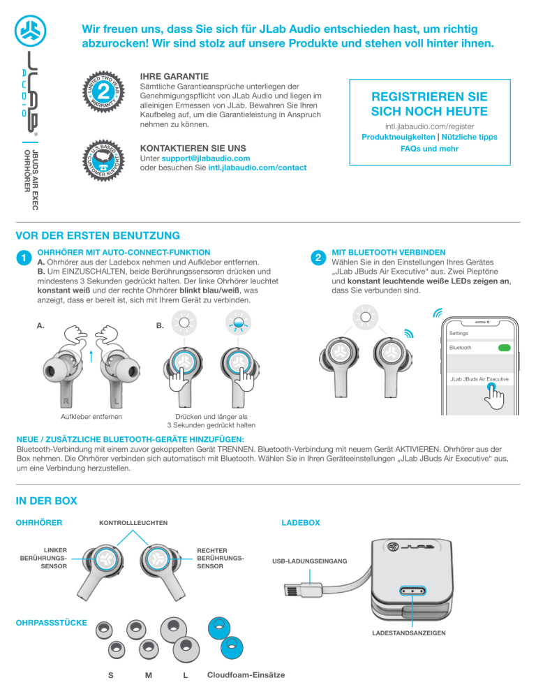 Jlab Audio JBuds Air Executive Owner's manual | Manualzz