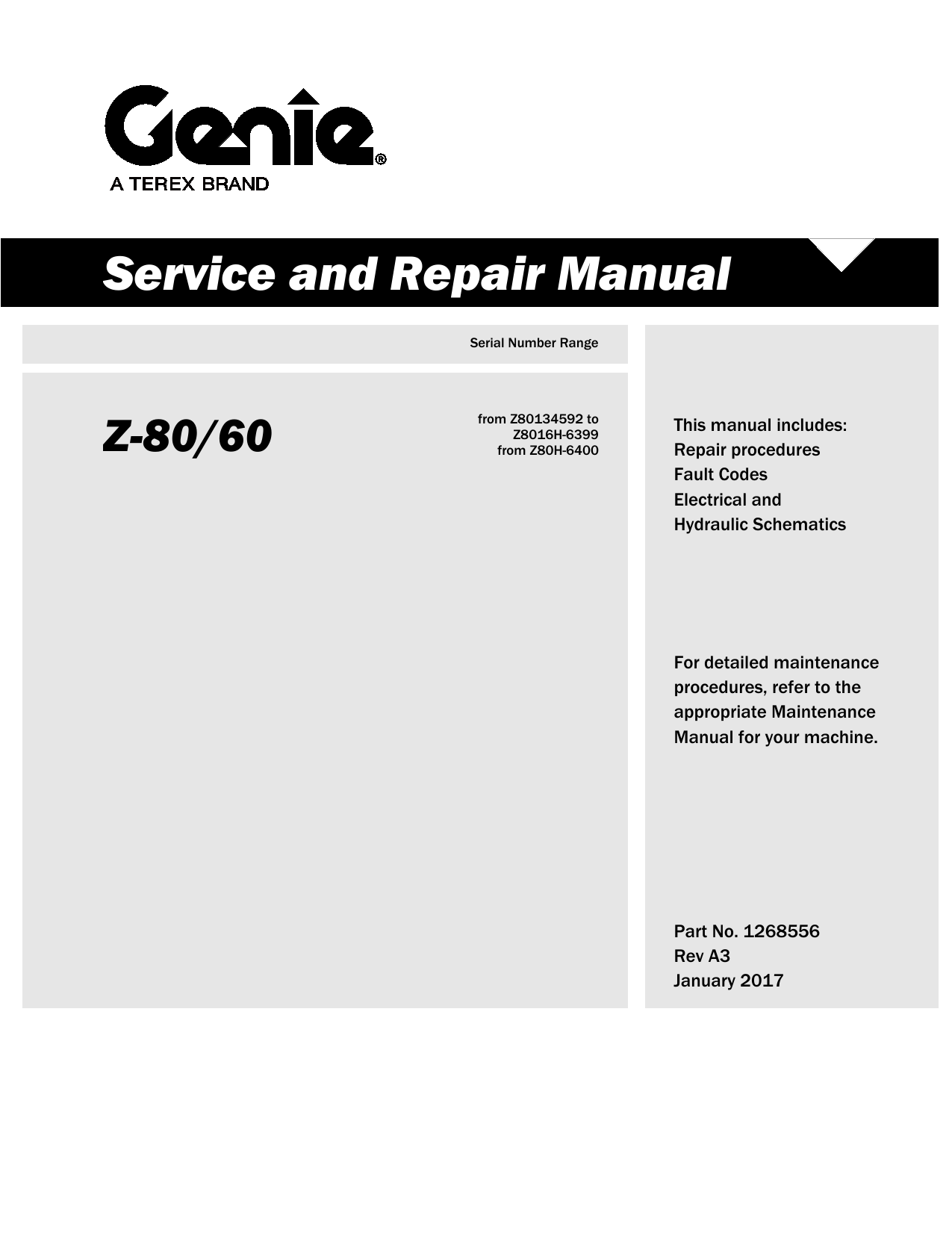 Genie Z-80/60 Service And Repair Manual | Manualzz