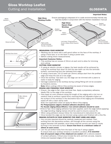 Howdens WHT1885 2.4m x 38mm Grey Glass Effect Square Edge Laminate Breakfast Bar Installation manual | Manualzz