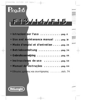 DeLonghi pac f13 pac f 14 pinguino pac f 15 oeko pac f 15