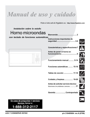 Frigidaire FMV157GB El manual del propietario | Manualzz