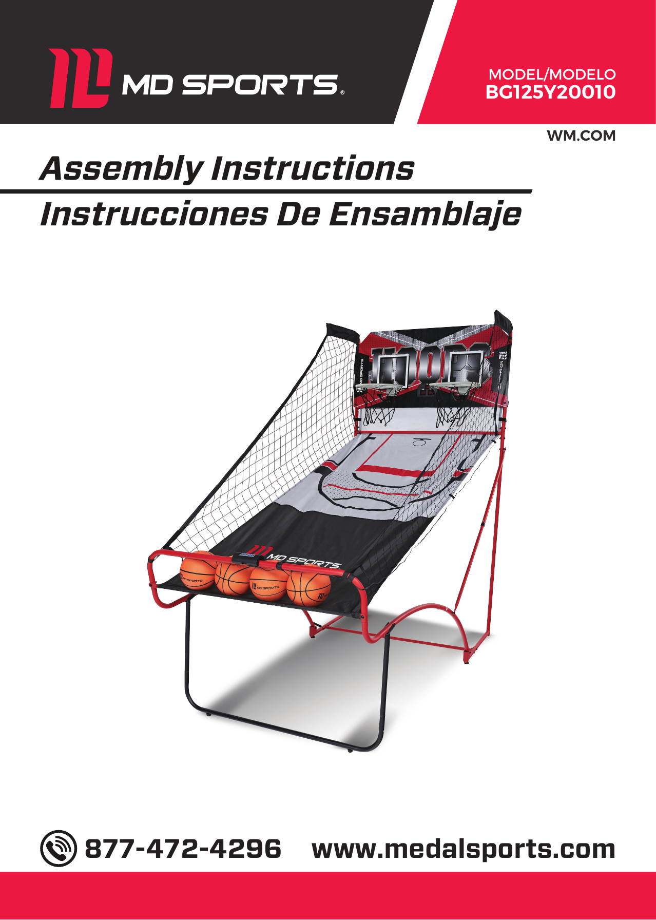 MD Sports BG125Y20010 EZ Fold Dual Shot Arcade Basketball Game Manual