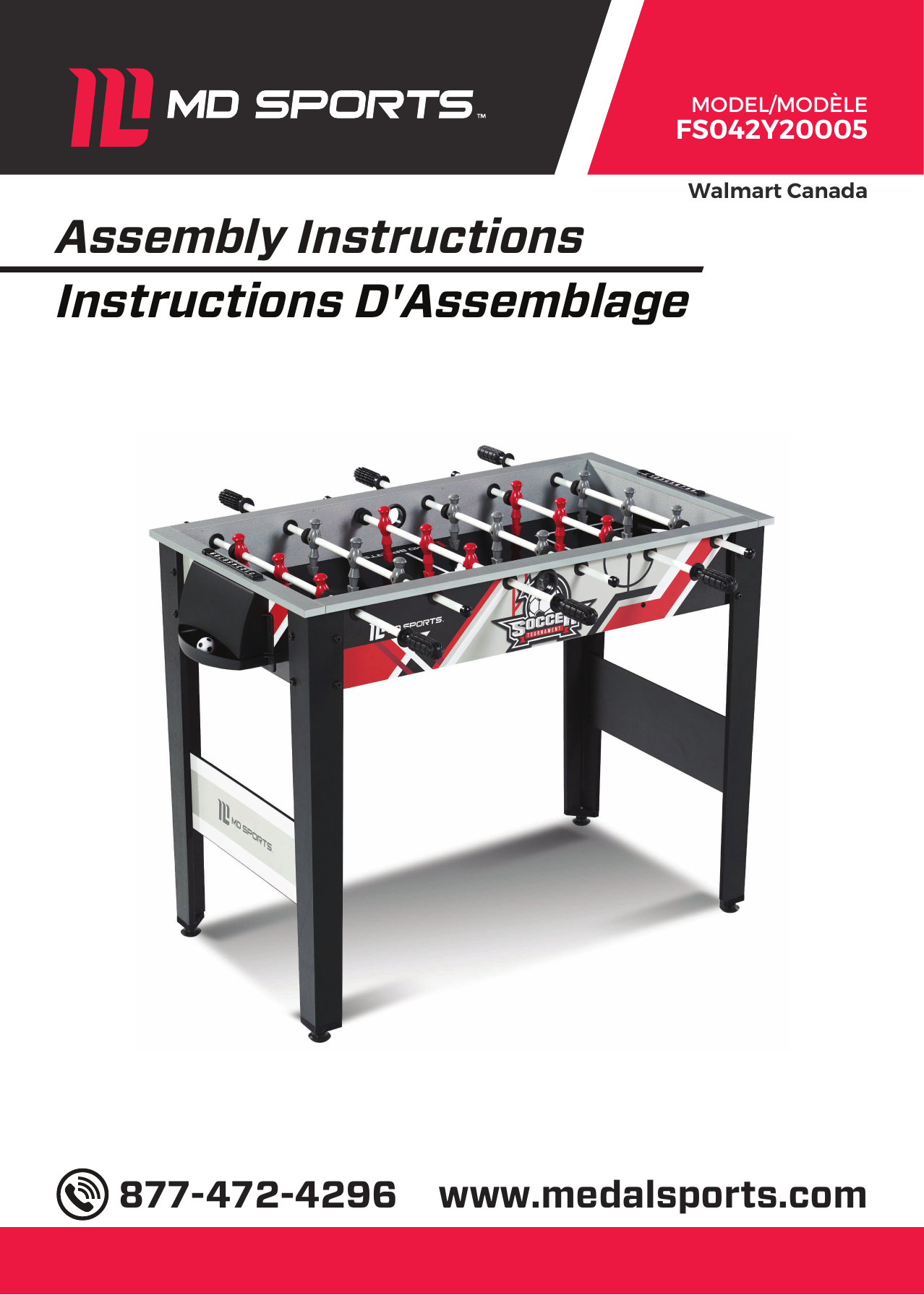 MD Sports FS042Y20005 42″ Foosball Table Manual Manualzz