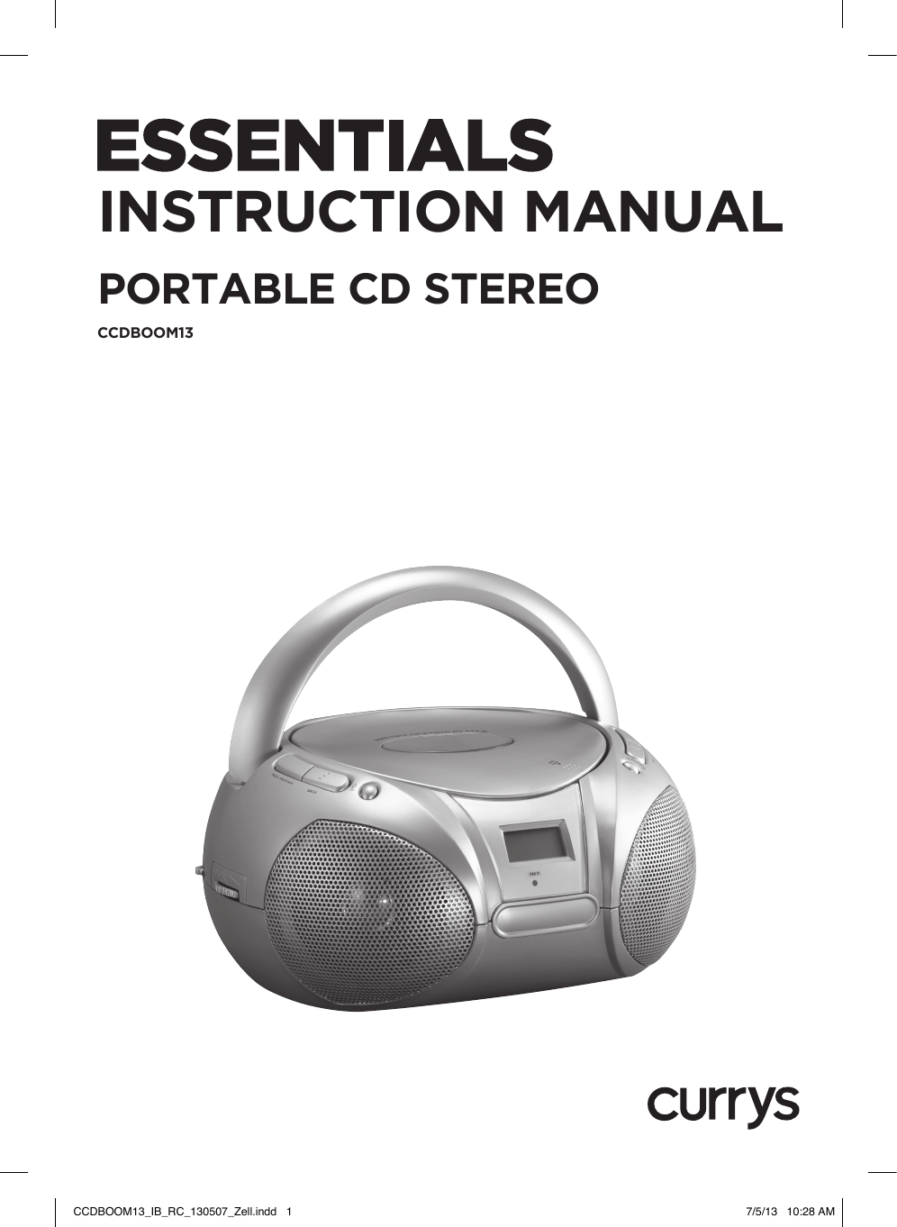 CURRYS ESSENTIALS CCDBOOM13 Portable CD Stereo Manual Manualzz