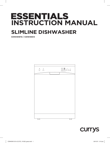 CURRYS ESSENTIALS CDW45S14 Silver Slim Line EPP Dishwasher Manual | Manualzz