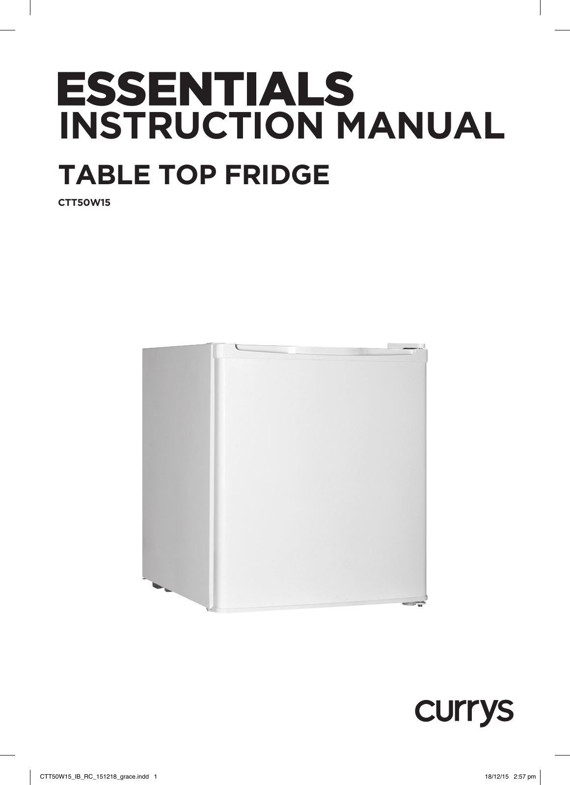 CURRYS ESSENTIALS CTT50W15 Table top fridge Manual Manualzz