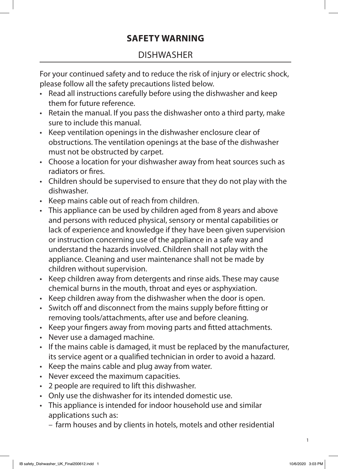 CURRYS ESSENTIALS CID60W20 60cm Integrated Dishwasher Manual Manualzz
