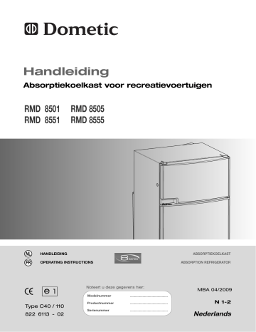 Dometic RMD 8555 De Handleiding | Manualzz