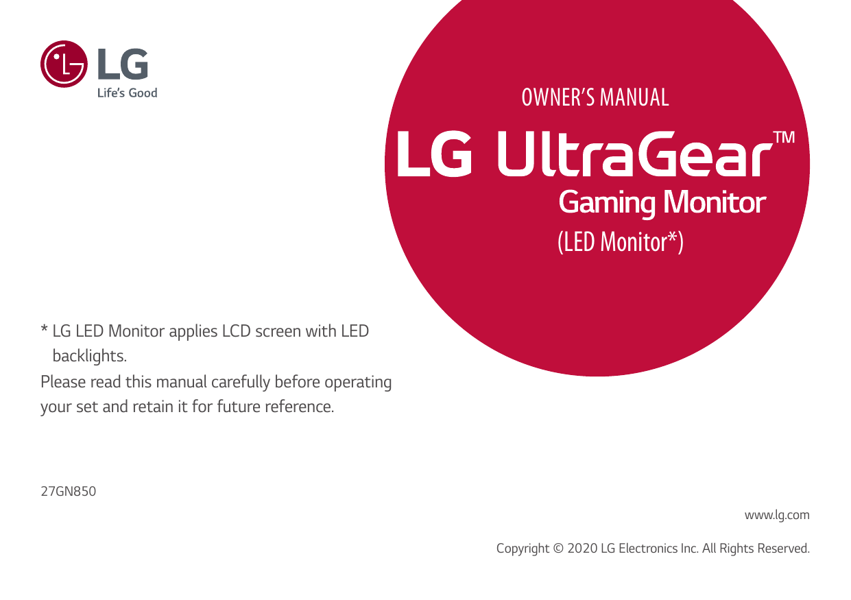 Lg 27gn850 B Owner S Manual Manualzz