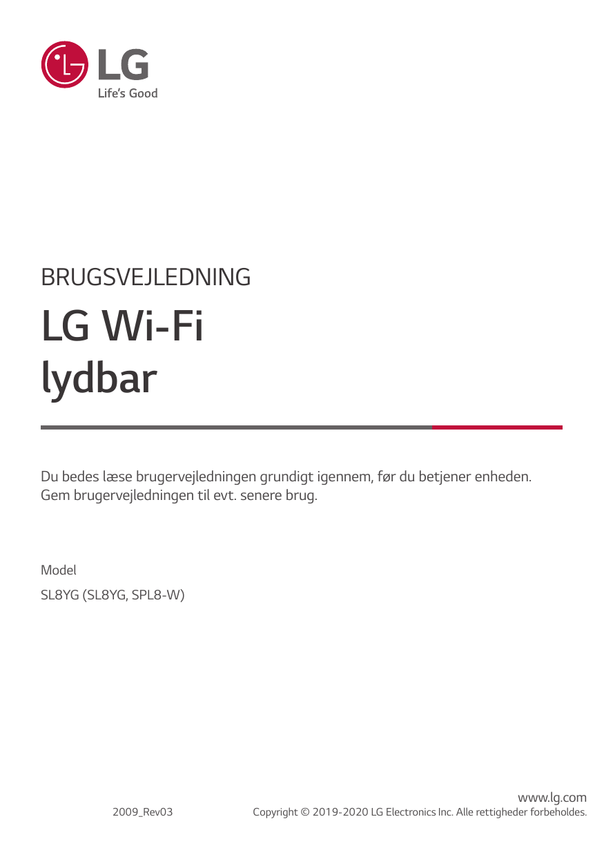 LG SL8YG Brugermanual | Manualzz