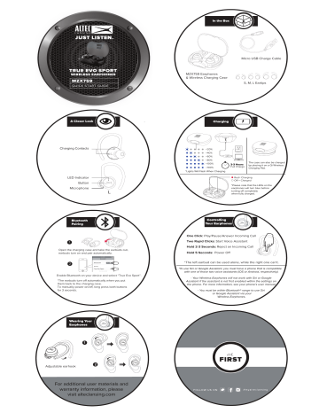Altec Lansing MZX759 True Evo Sport Truly Wireless Earphones Quick