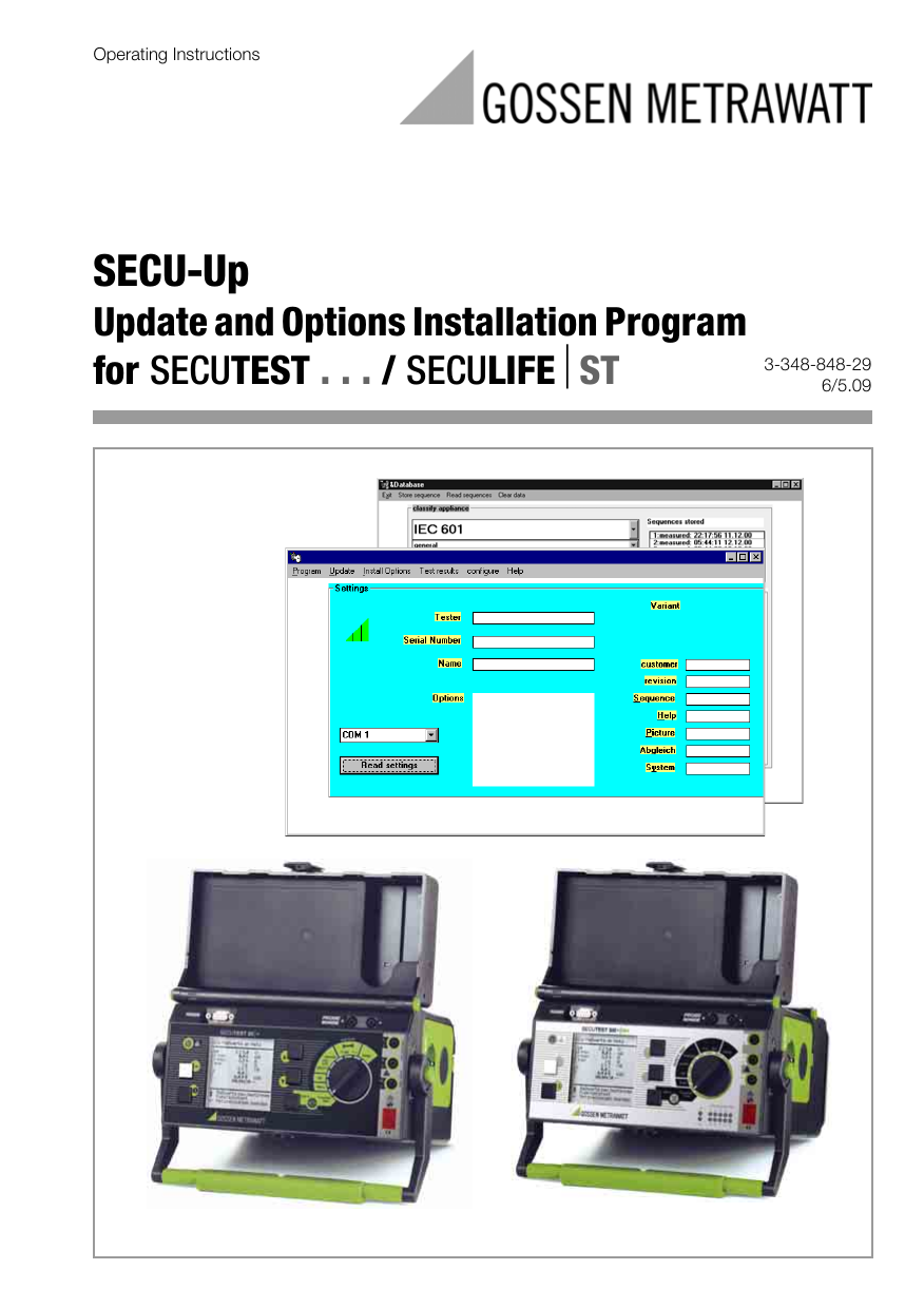 Gossen Metrawatt SECU-Up Operating Instructions | Manualzz