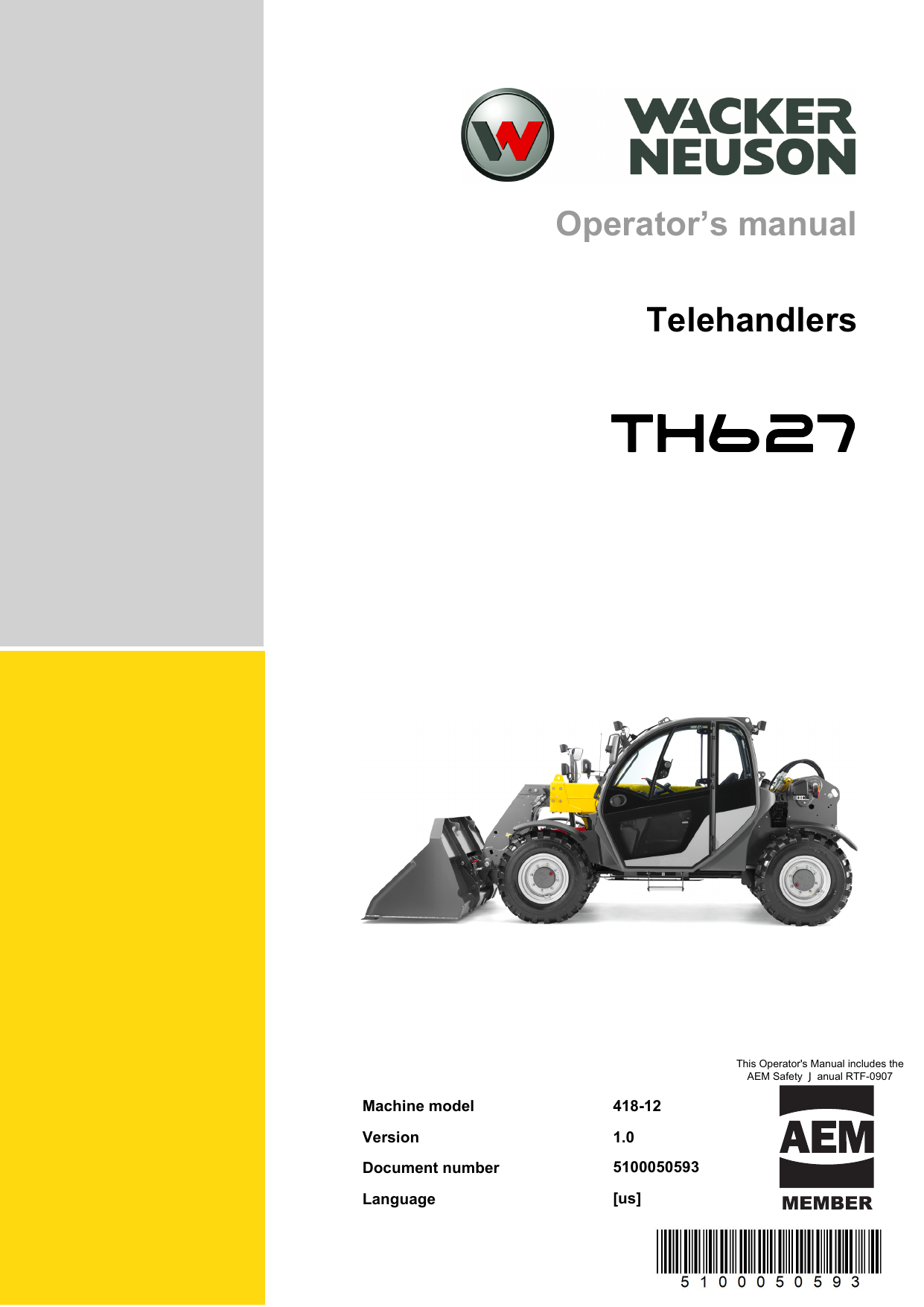 Wacker Neuson Th627 418 12 User Manual Manualzz