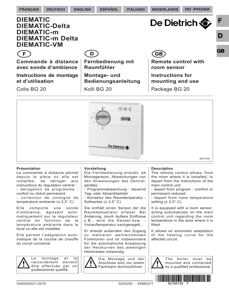 Dedietrich Diematic User Manual Manualzz