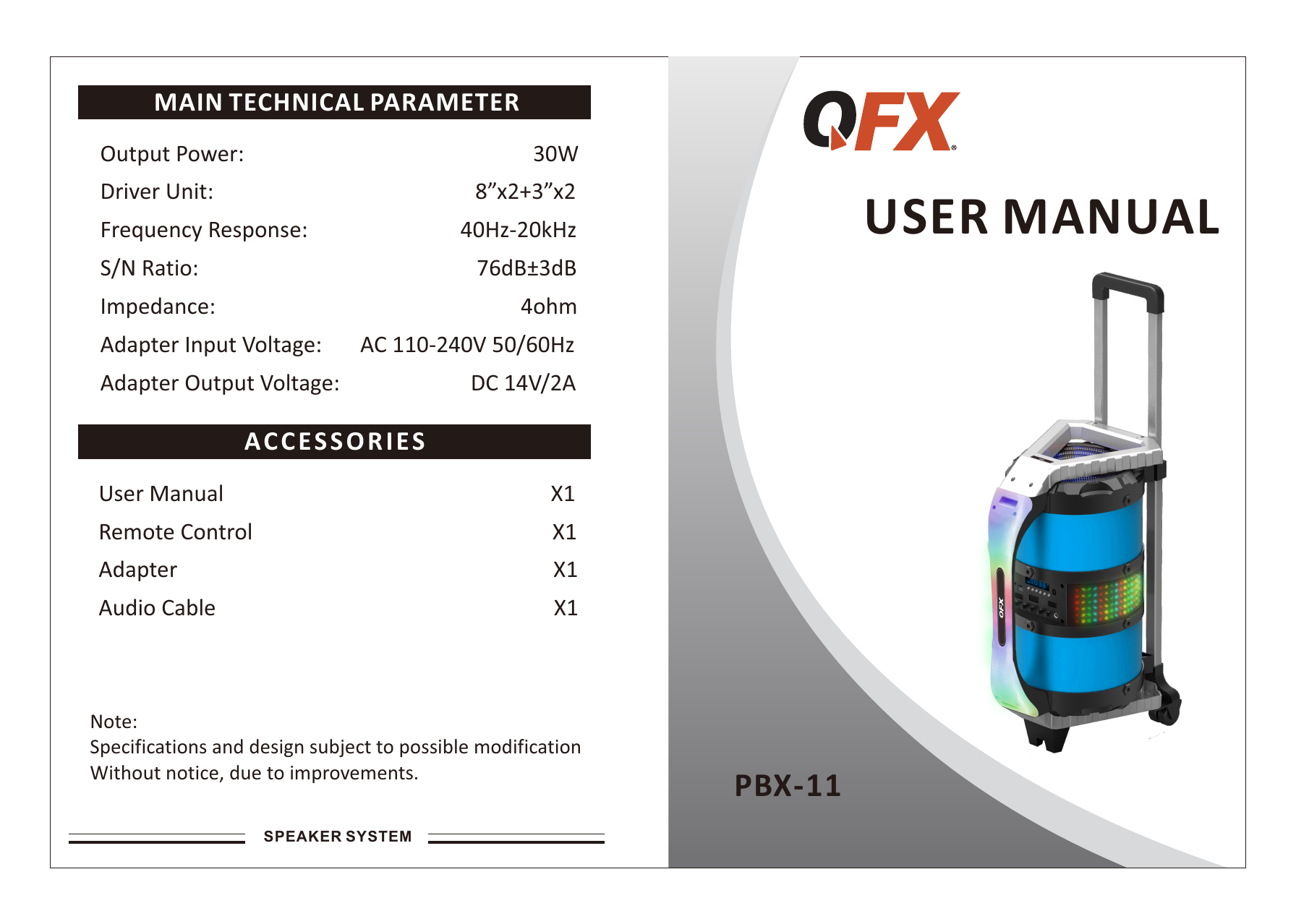 QFX PBX-11 User manual | Manualzz